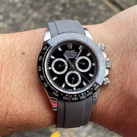 rolex daytona black rubber strap replica|rolex daytona leather strap replacement.